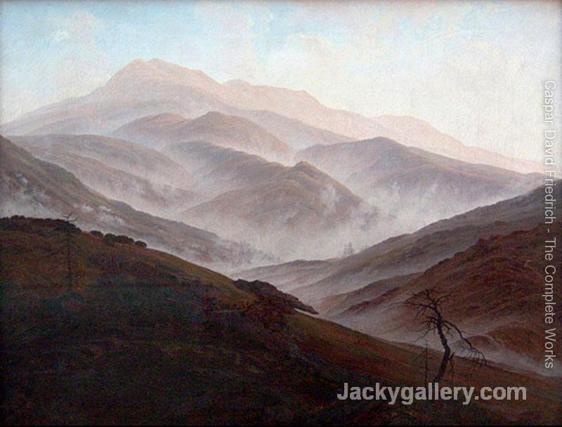 Paysage de Riesengebirge avec la brume montante by Caspar David Friedrich paintings reproduction